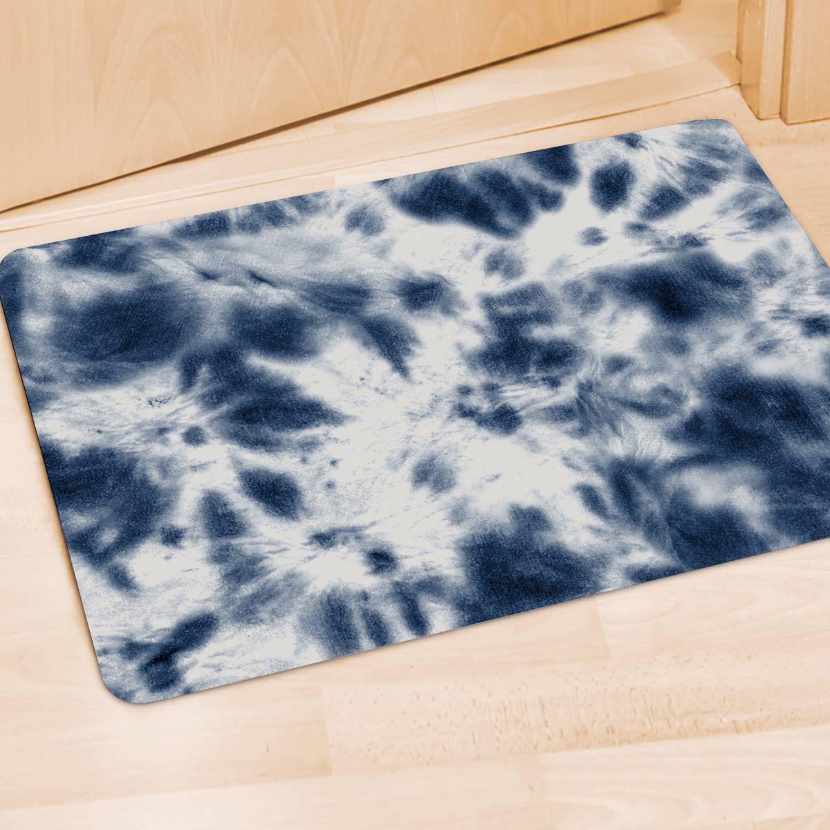 Spiral Blue Tie Dye Door Mat-grizzshop
