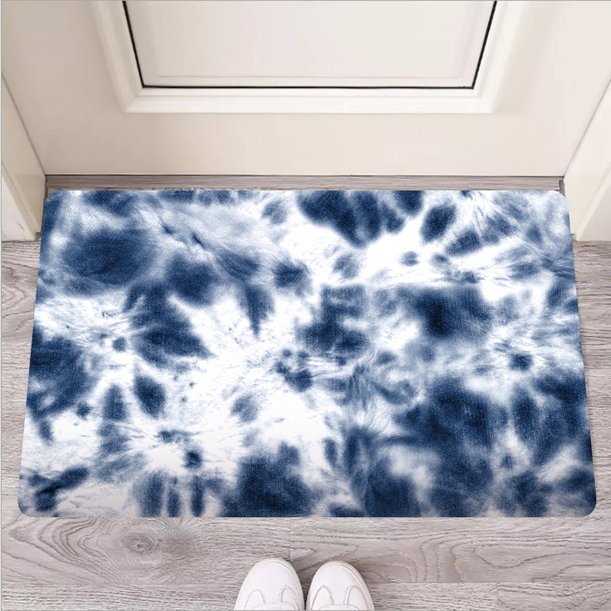 Spiral Blue Tie Dye Door Mat-grizzshop