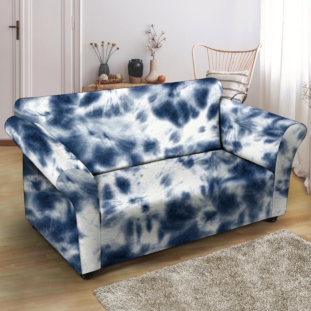 Spiral Blue Tie Dye Loveseat Cover-grizzshop