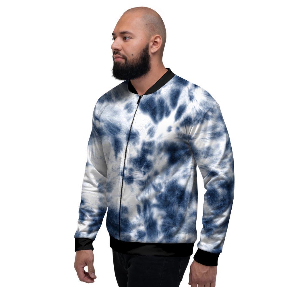 Spiral Blue Tie Dye Men's Bomber Jacket-grizzshop