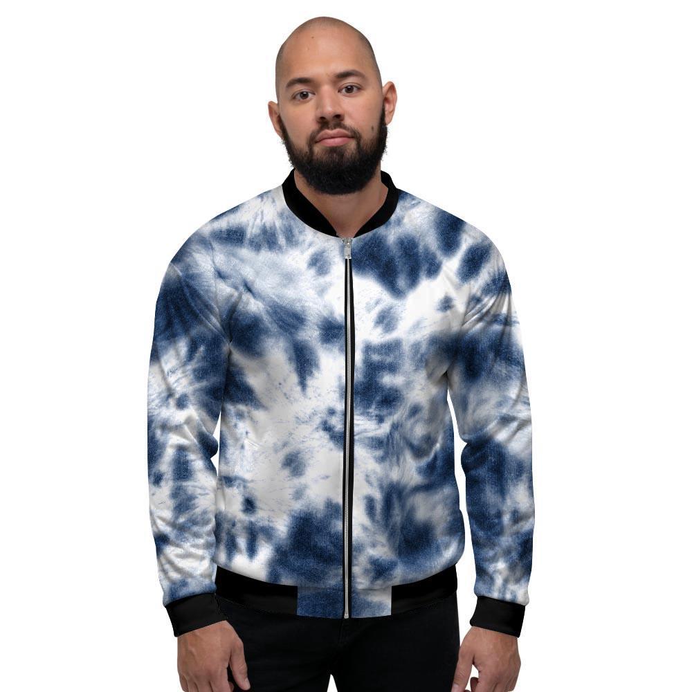 Spiral Blue Tie Dye Men's Bomber Jacket-grizzshop