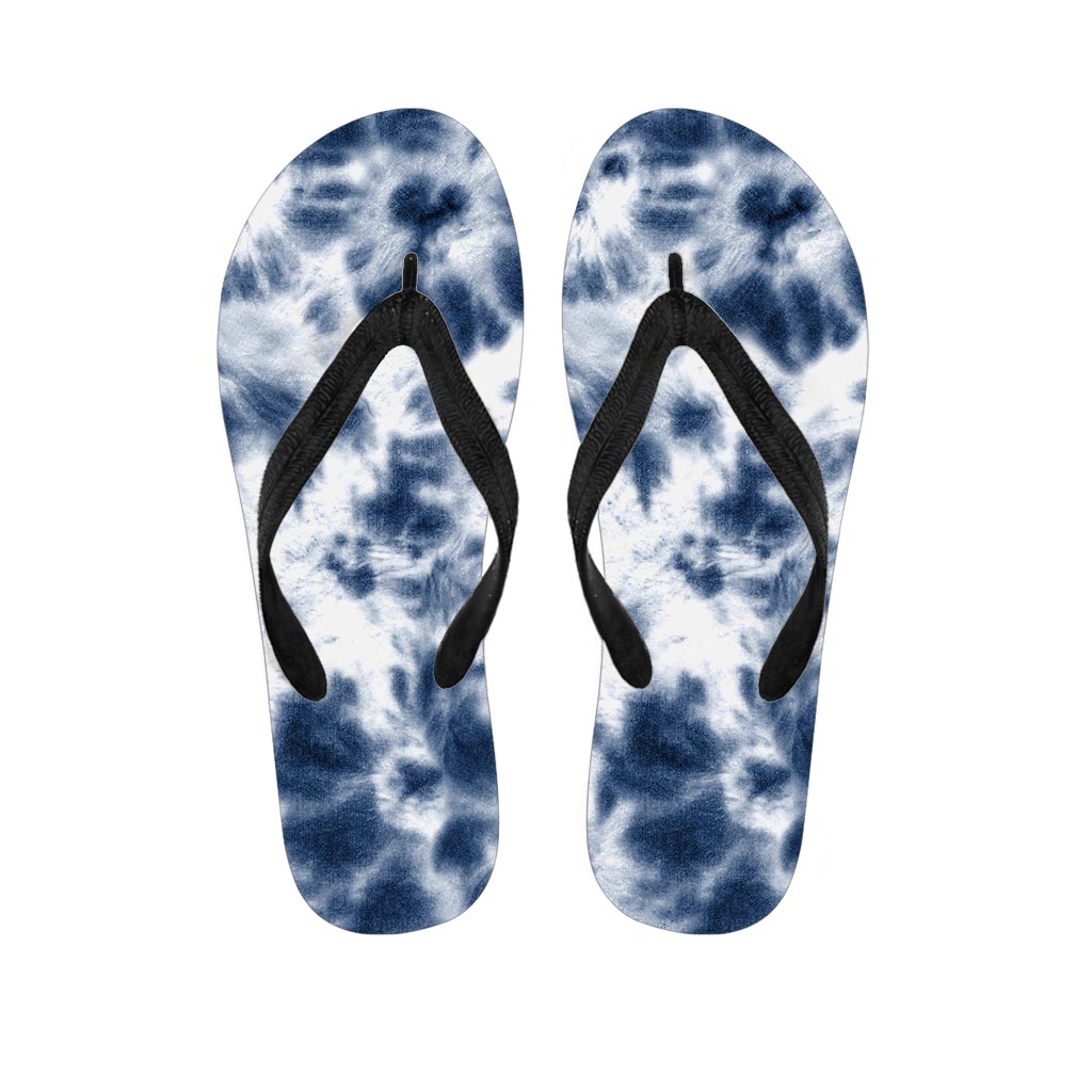 Spiral Blue Tie Dye Men's Flip Flops-grizzshop