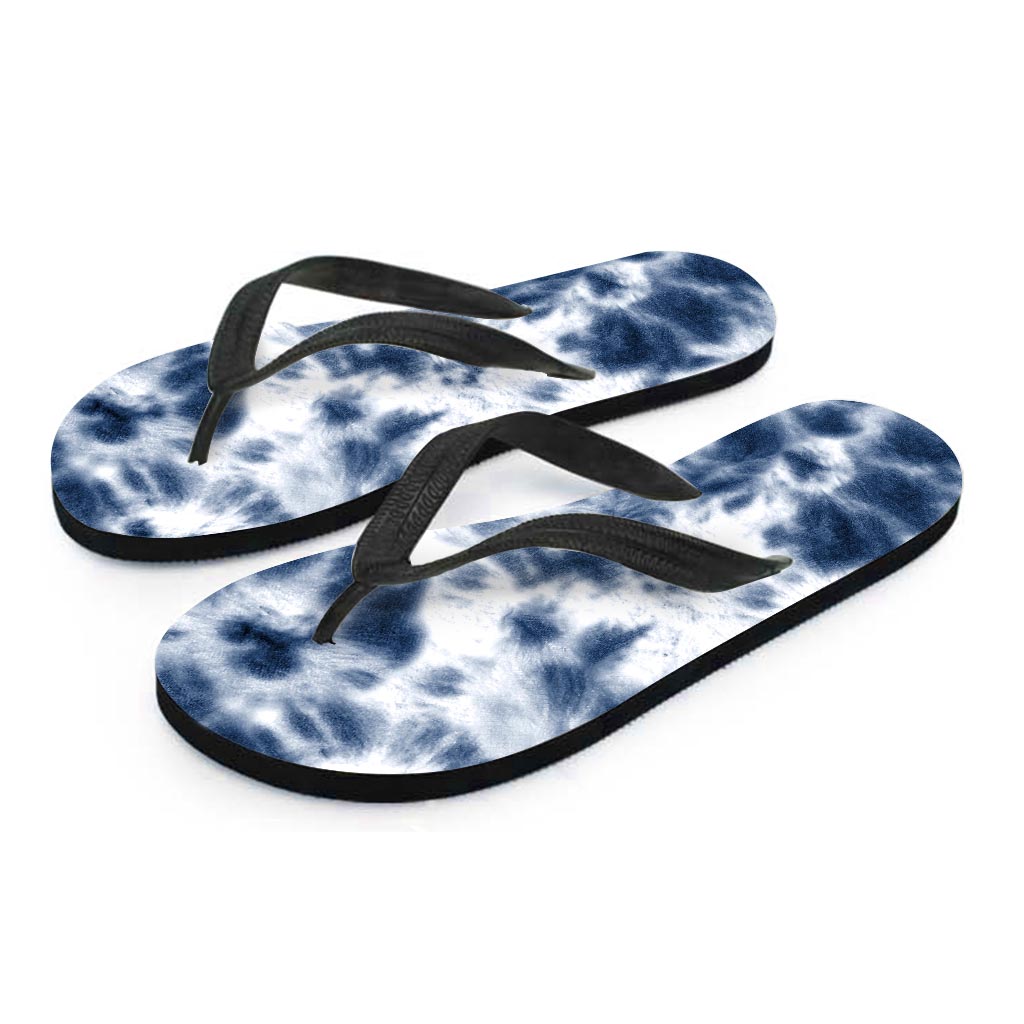 Spiral Blue Tie Dye Men's Flip Flops-grizzshop