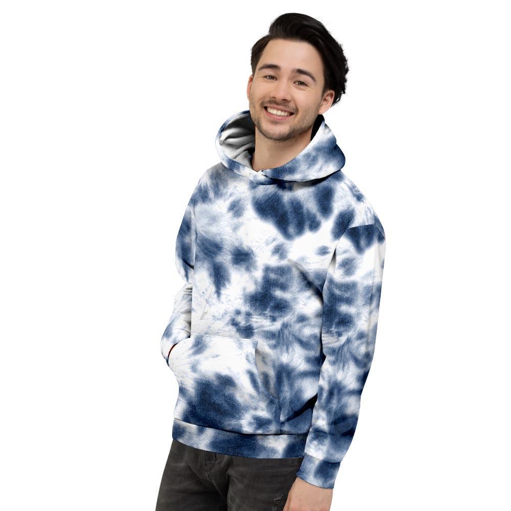 Spiral Blue Tie Dye Men's Hoodie-grizzshop