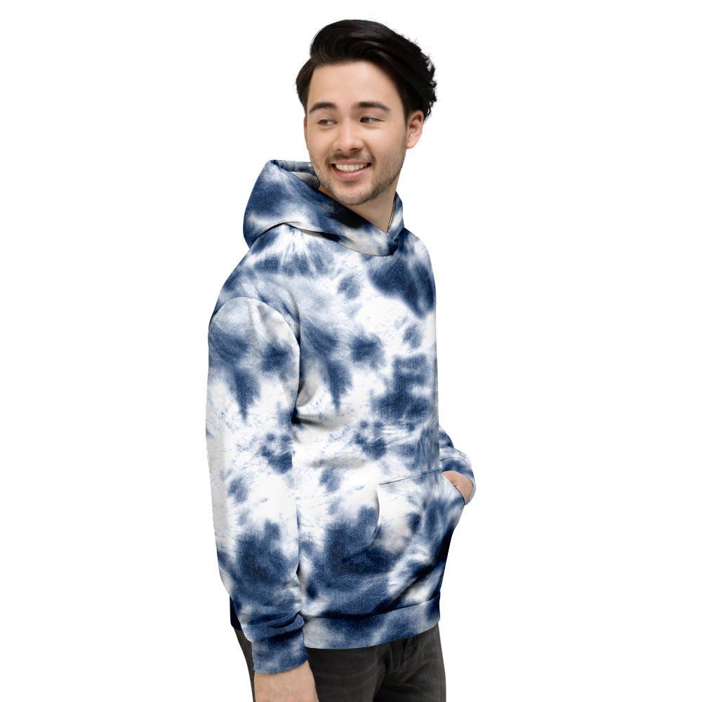 Spiral Blue Tie Dye Men's Hoodie-grizzshop