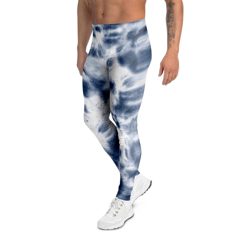 Spiral Blue Tie Dye Men's Leggings-grizzshop