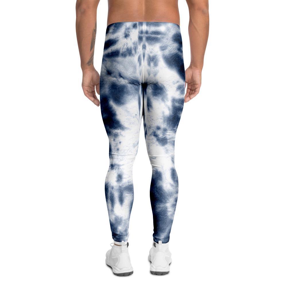 Spiral Blue Tie Dye Men's Leggings-grizzshop