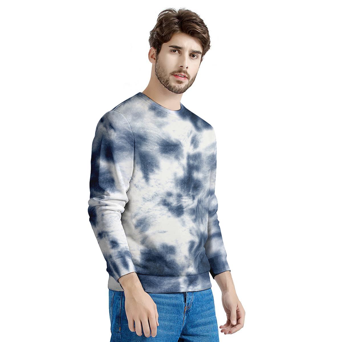 Spiral Blue Tie Dye Men's Sweatshirt-grizzshop