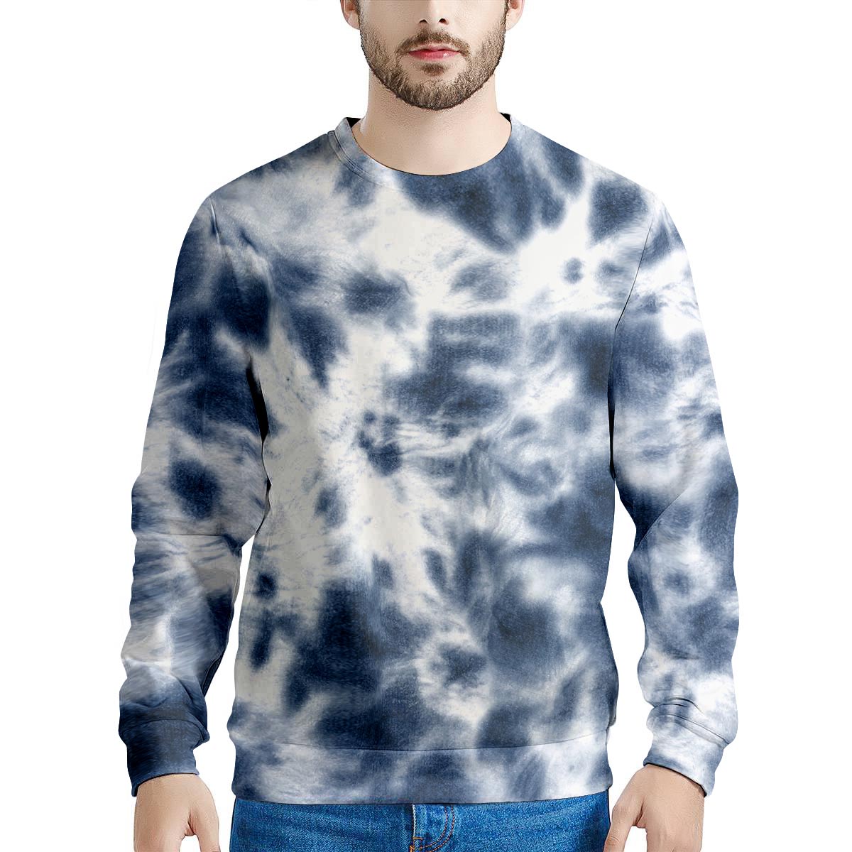 Spiral Blue Tie Dye Men's Sweatshirt-grizzshop