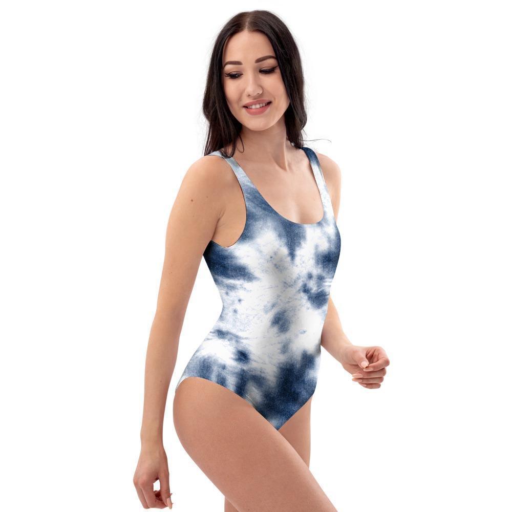 Spiral Blue Tie Dye One Piece Swimsuite-grizzshop