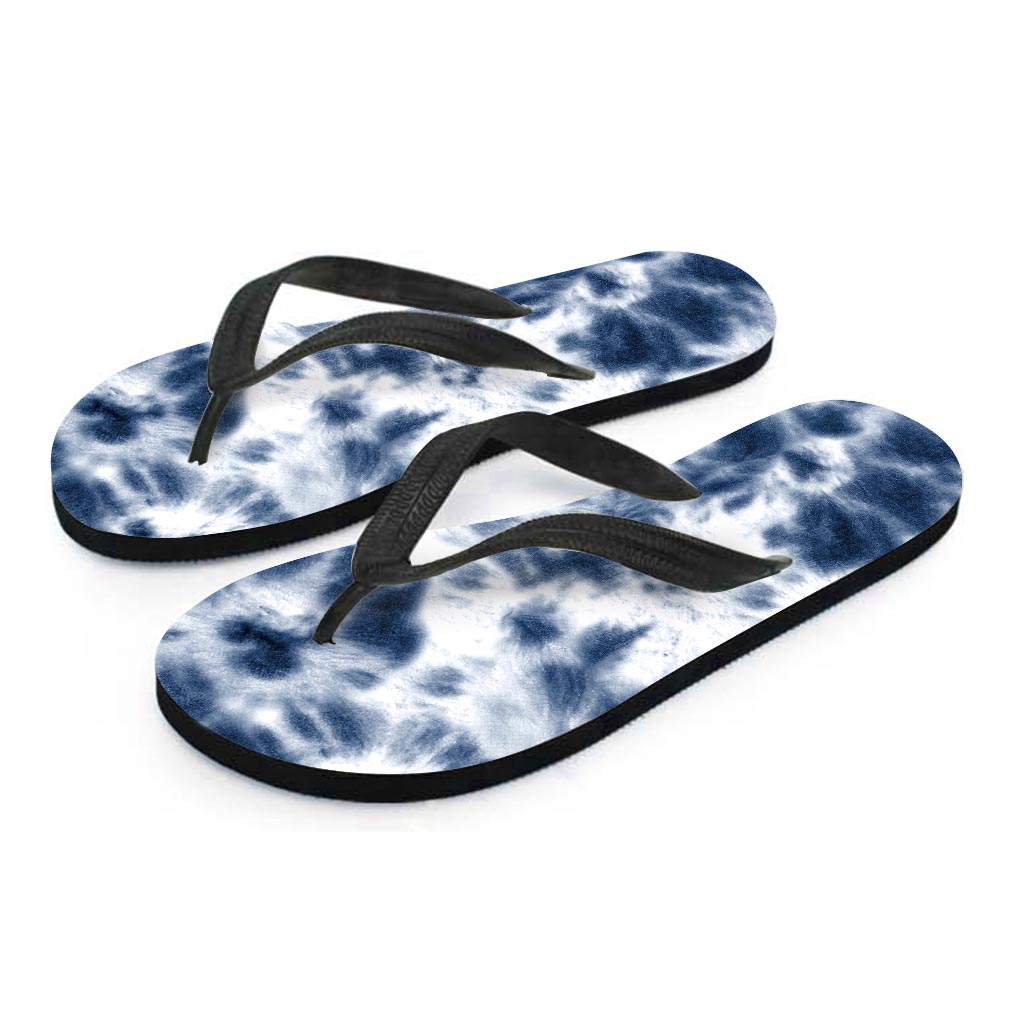 Spiral Blue Tie Dye Women's Flip Flops-grizzshop