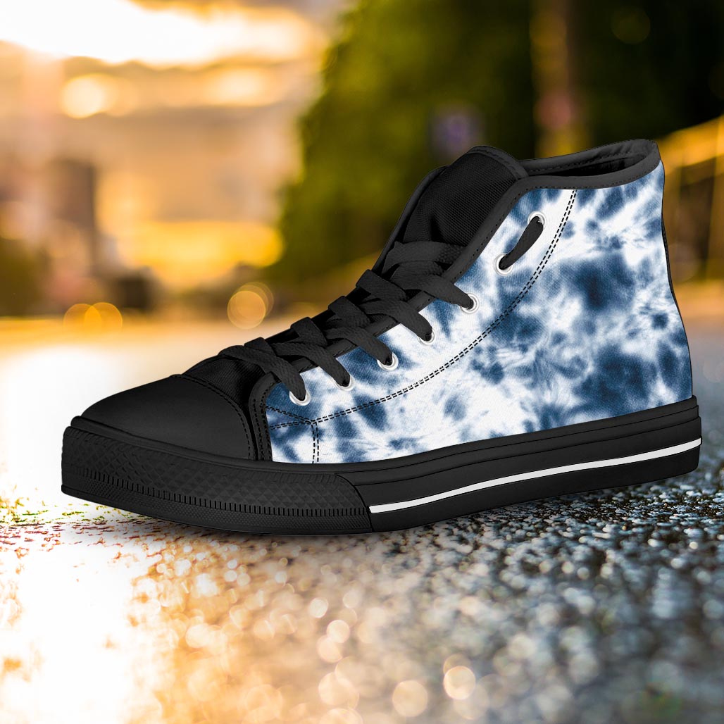 Spiral Blue Tie Dye Women's High Top Shoes-grizzshop