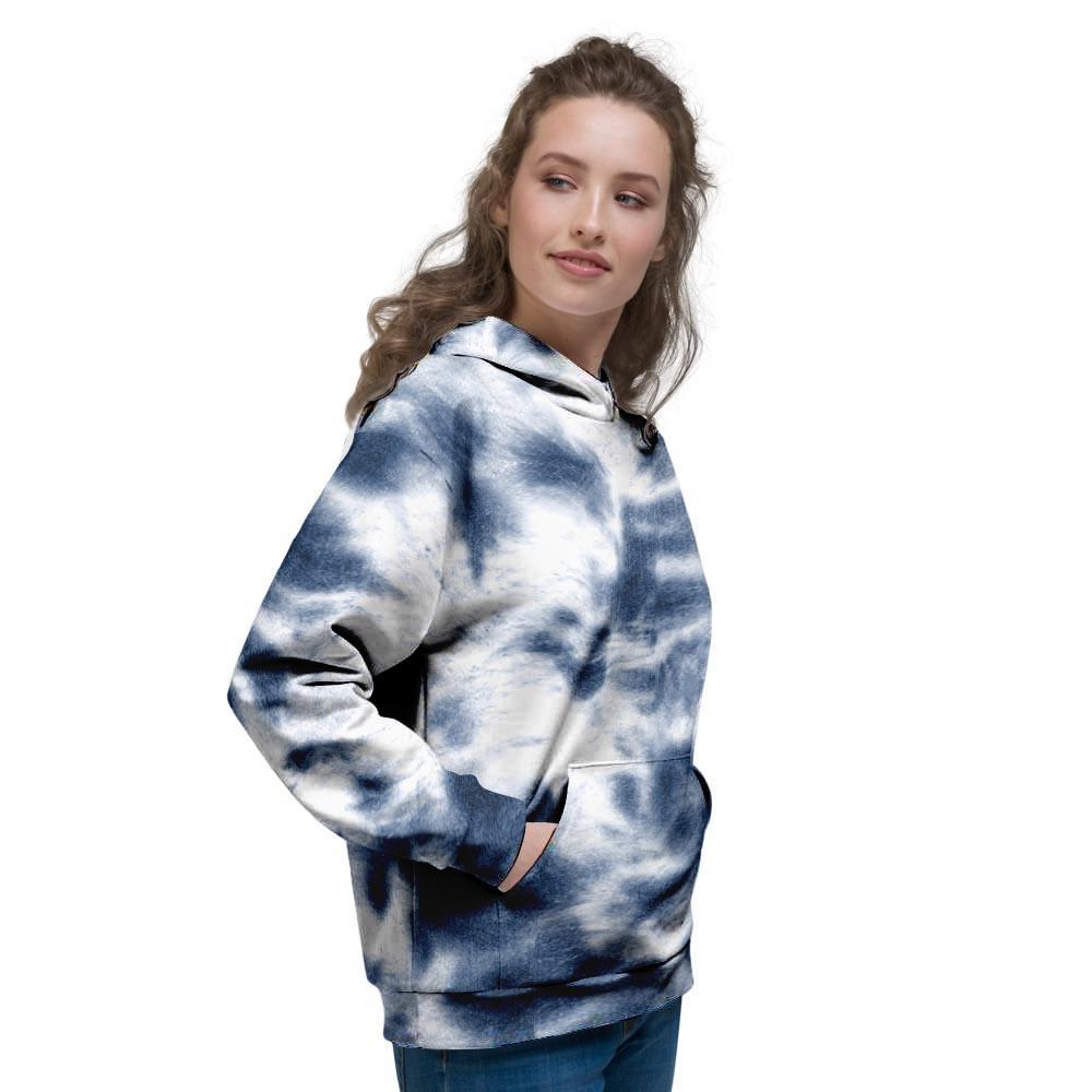 Spiral Blue Tie Dye Women's Hoodie-grizzshop