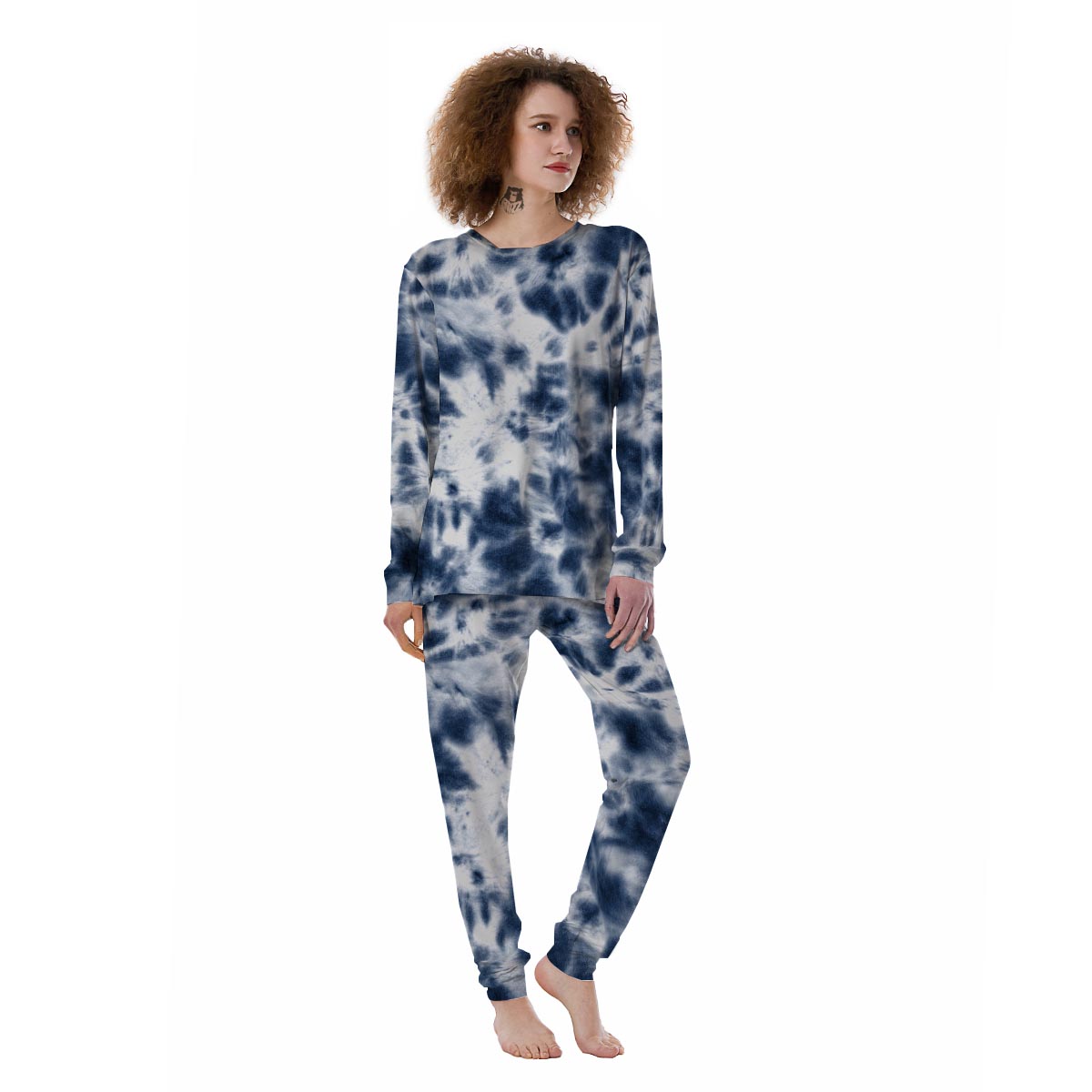 Spiral Blue Tie Dye Women's Pajamas-grizzshop