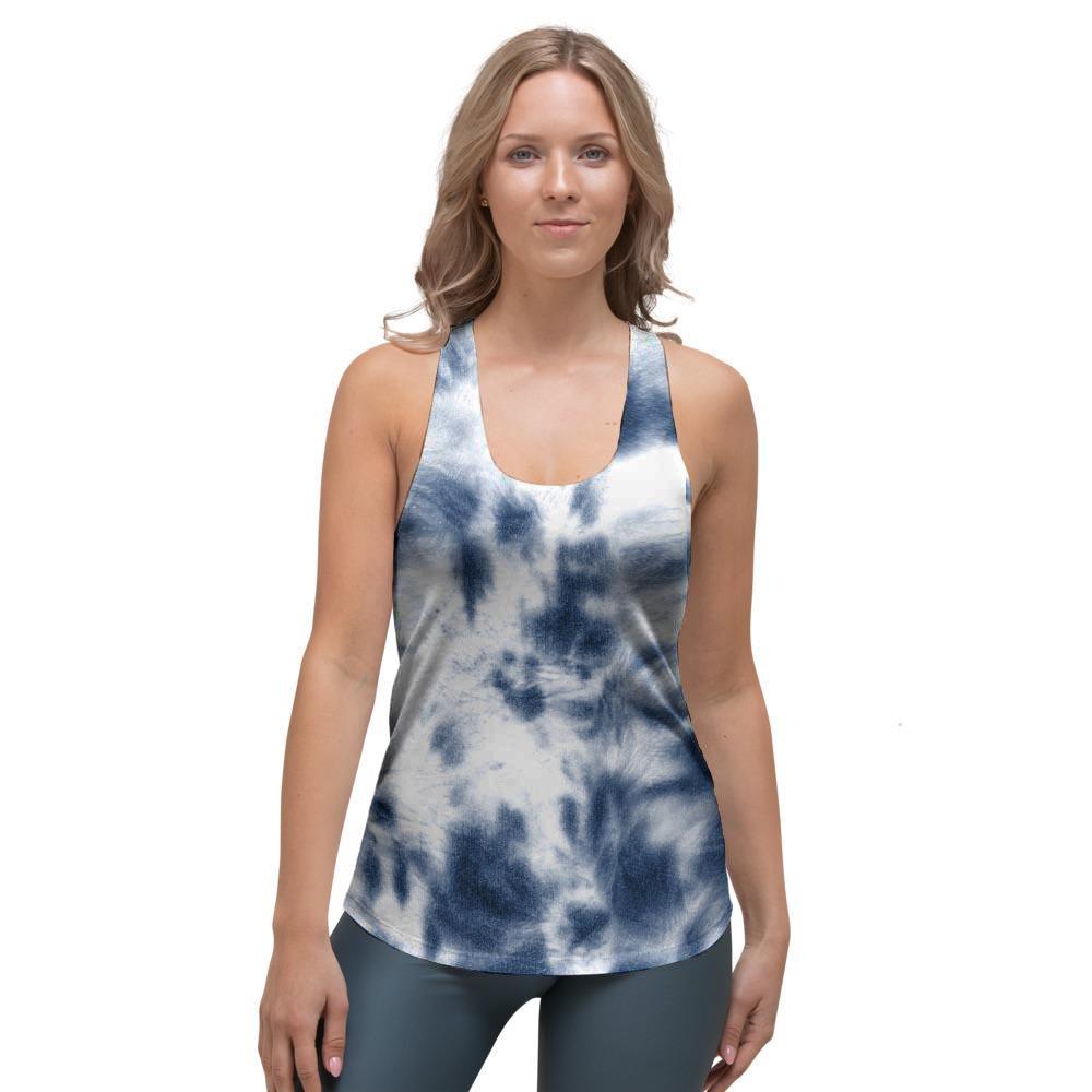 Spiral Blue Tie Dye Women's Racerback Tank Top-grizzshop