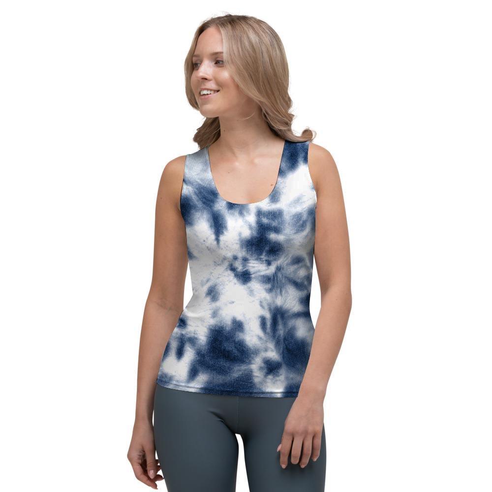 Spiral Blue Tie Dye Women's Tank Top-grizzshop