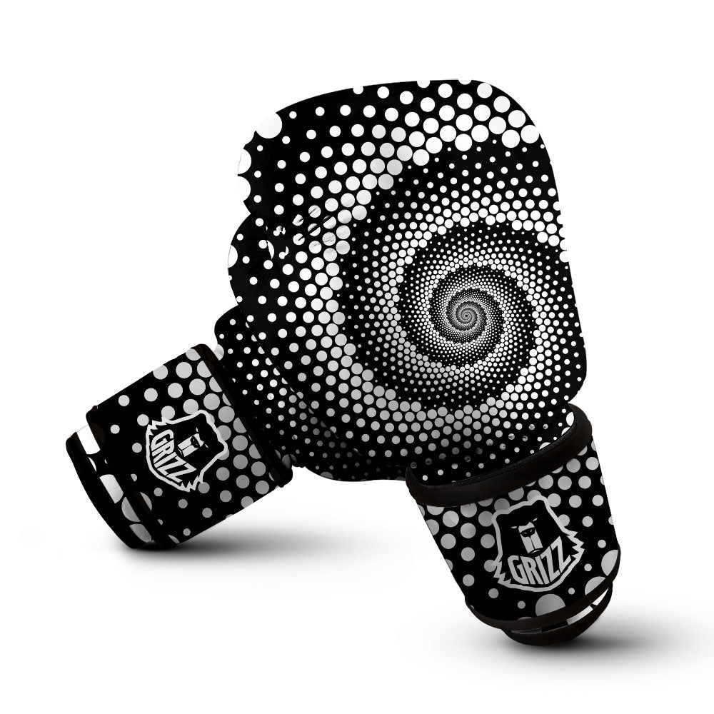 Spiral Dot White And Black Print Boxing Gloves-grizzshop