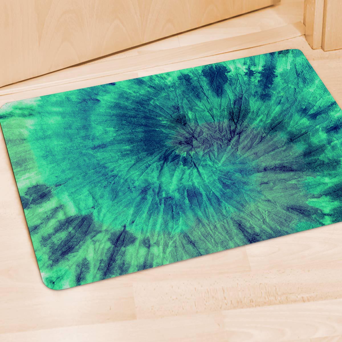 Spiral Green Tie Dye Door Mat-grizzshop
