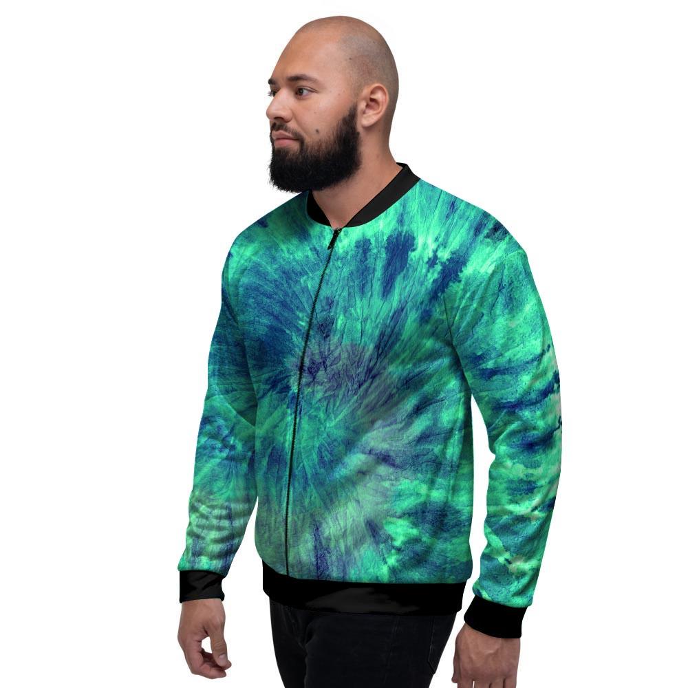 Spiral Green Tie Dye Men's Bomber Jacket-grizzshop