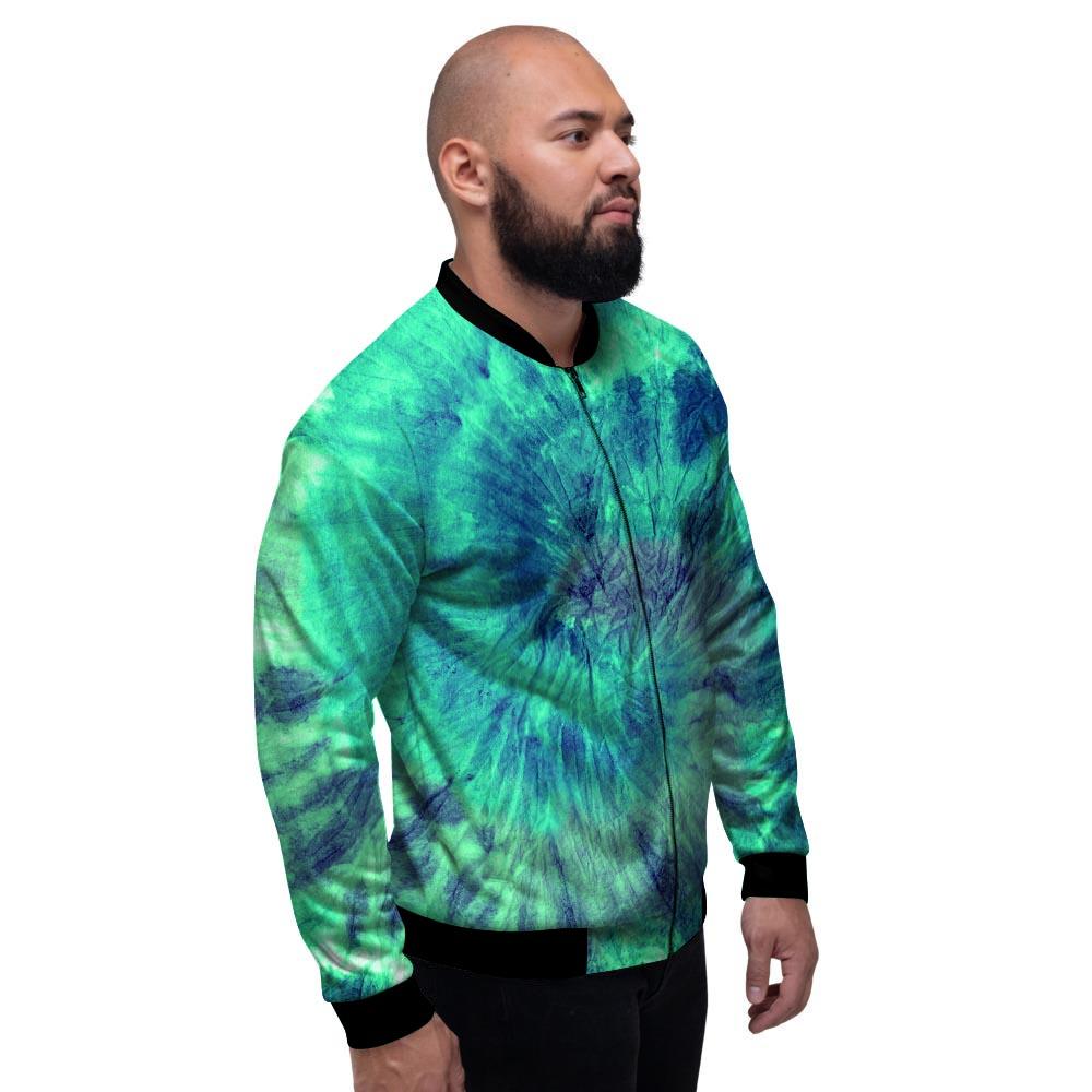 Spiral Green Tie Dye Men's Bomber Jacket-grizzshop