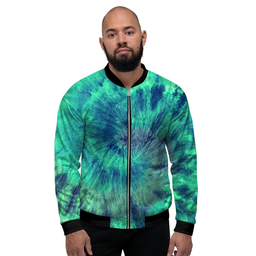 Spiral Green Tie Dye Men's Bomber Jacket-grizzshop