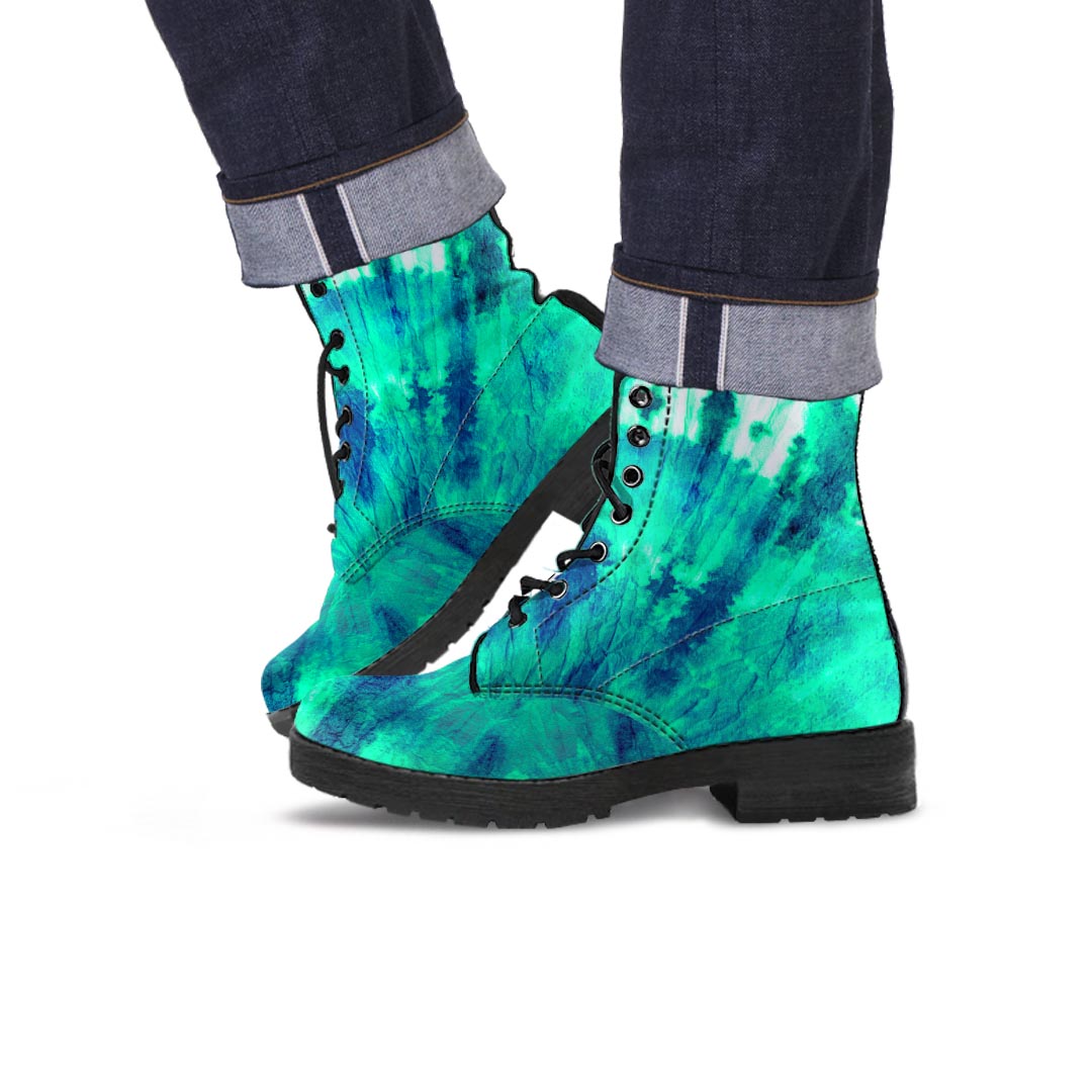 Spiral Green Tie Dye Men's Boots-grizzshop