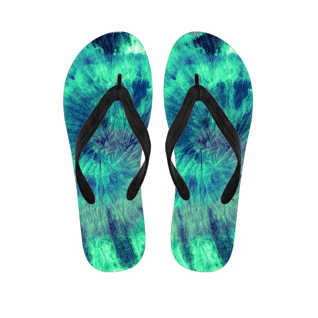 Spiral Green Tie Dye Men's Flip Flops-grizzshop