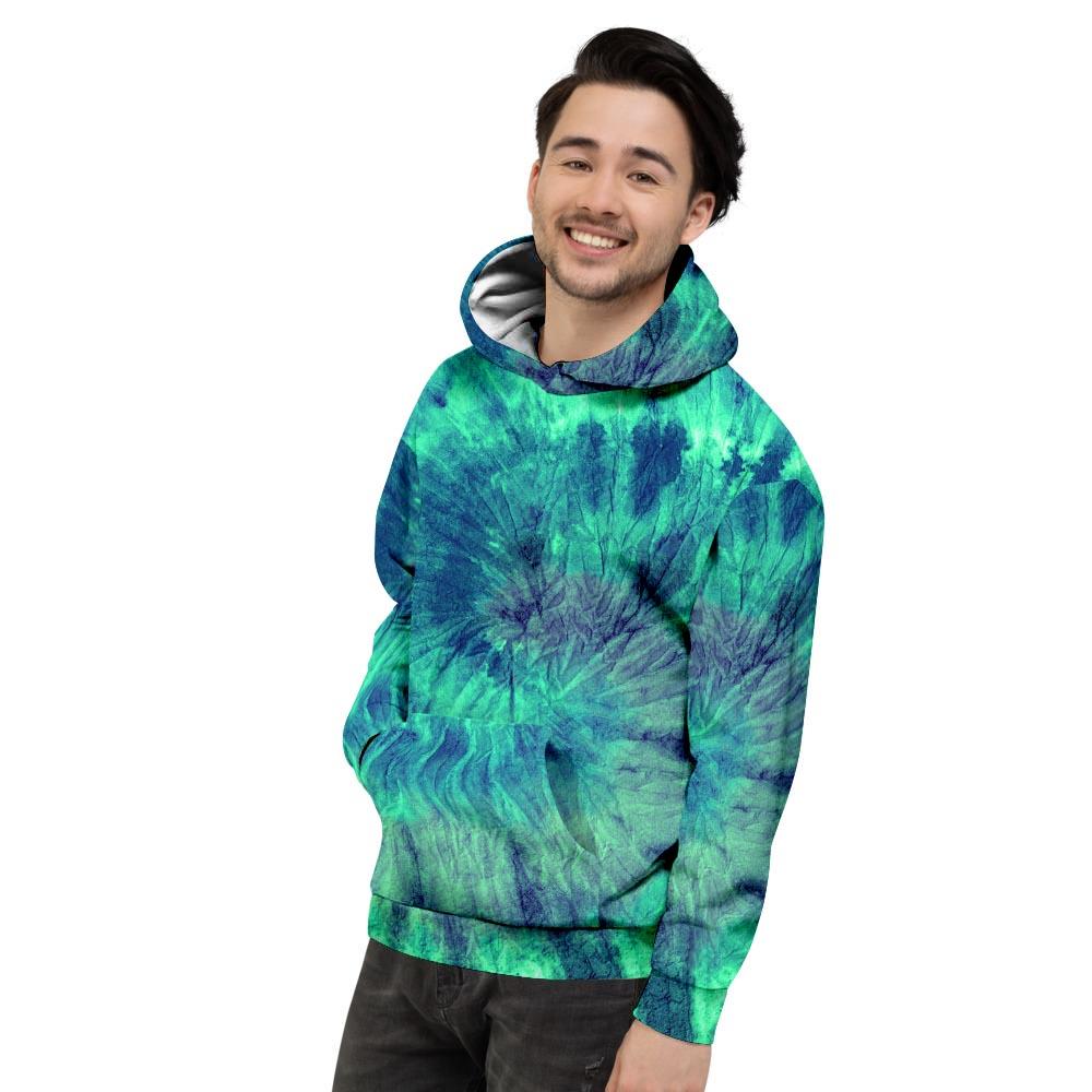 Spiral Green Tie Dye Men's Hoodie-grizzshop