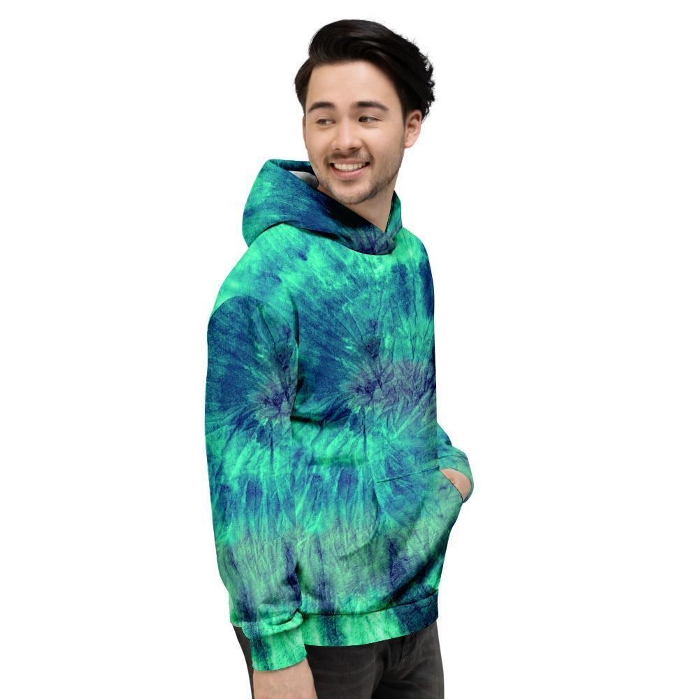 Spiral Green Tie Dye Men's Hoodie-grizzshop