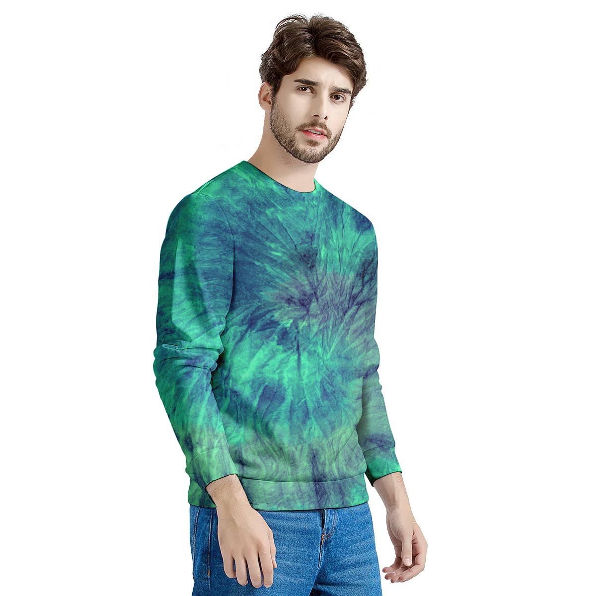 Spiral Green Tie Dye Men's Sweatshirt-grizzshop