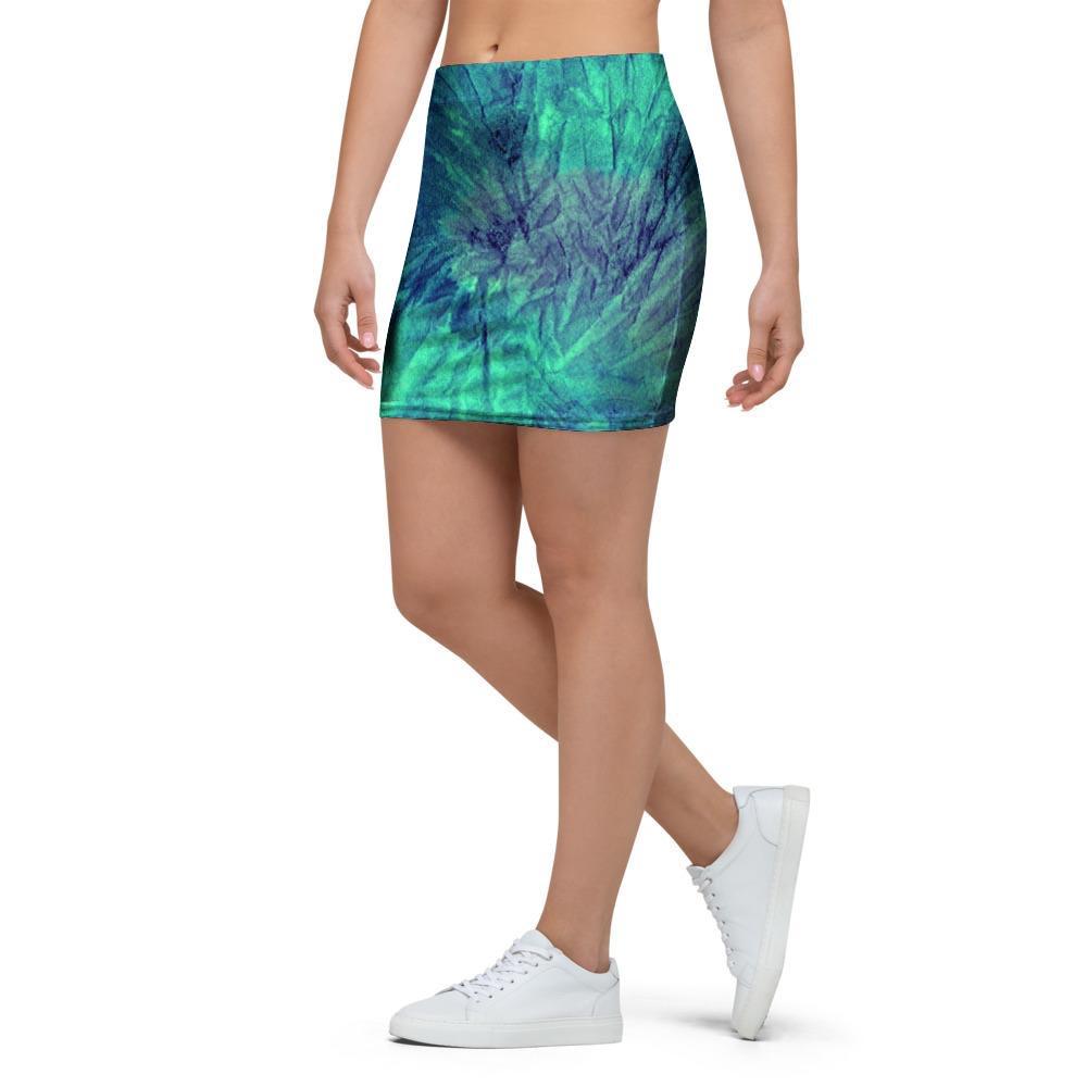 Spiral Green Tie Dye Mini Skirt-grizzshop