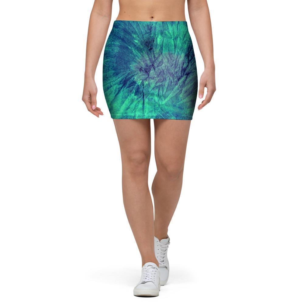 Spiral Green Tie Dye Mini Skirt-grizzshop