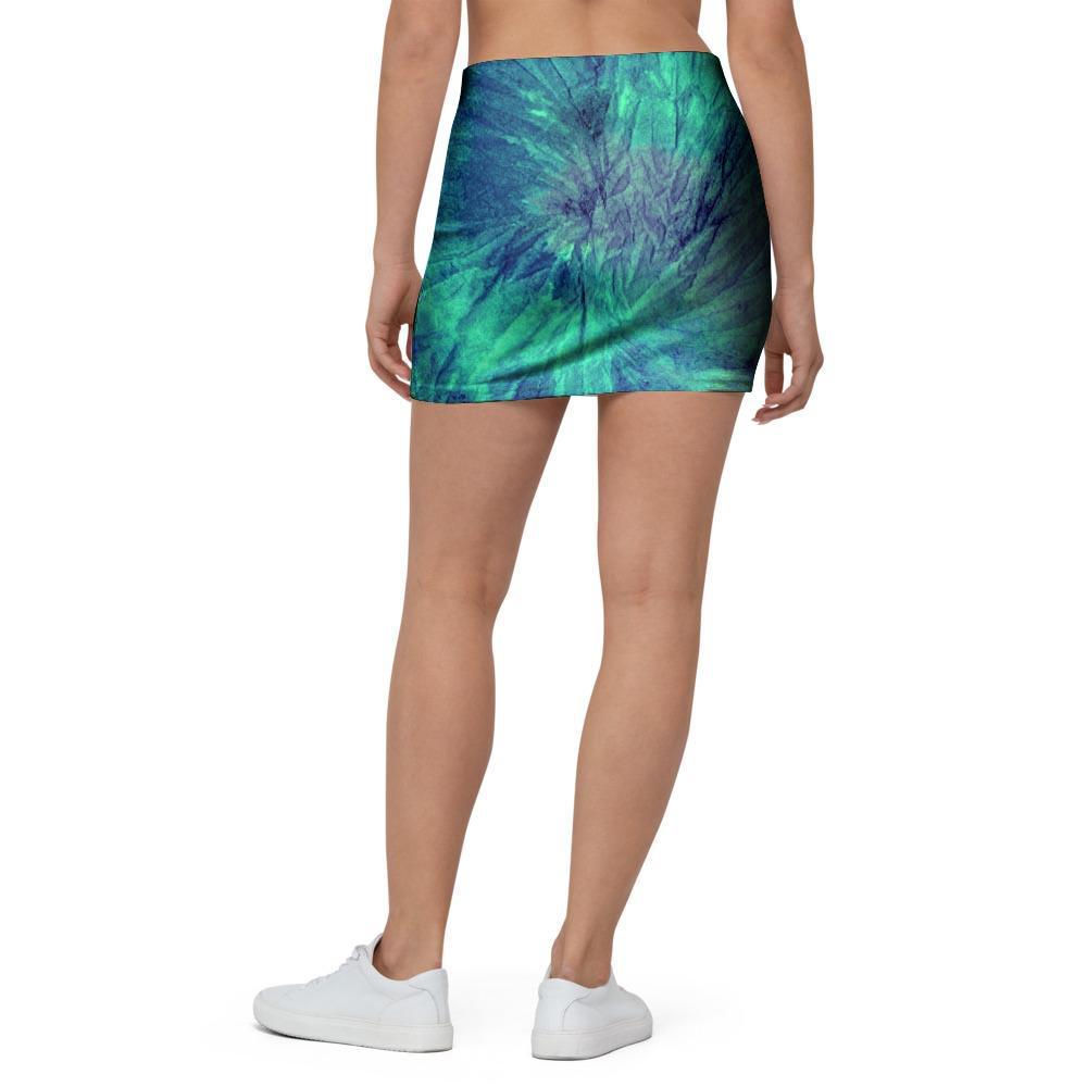 Spiral Green Tie Dye Mini Skirt-grizzshop