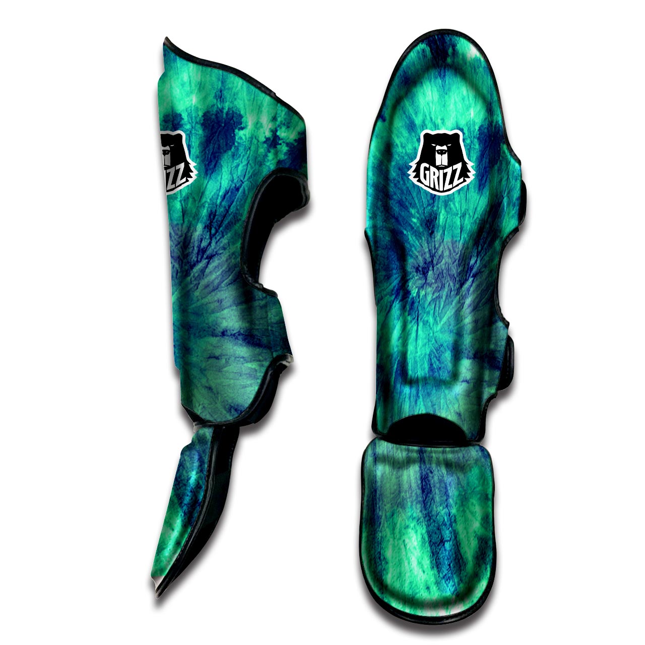 Spiral Green Tie Dye Muay Thai Shin Guard-grizzshop