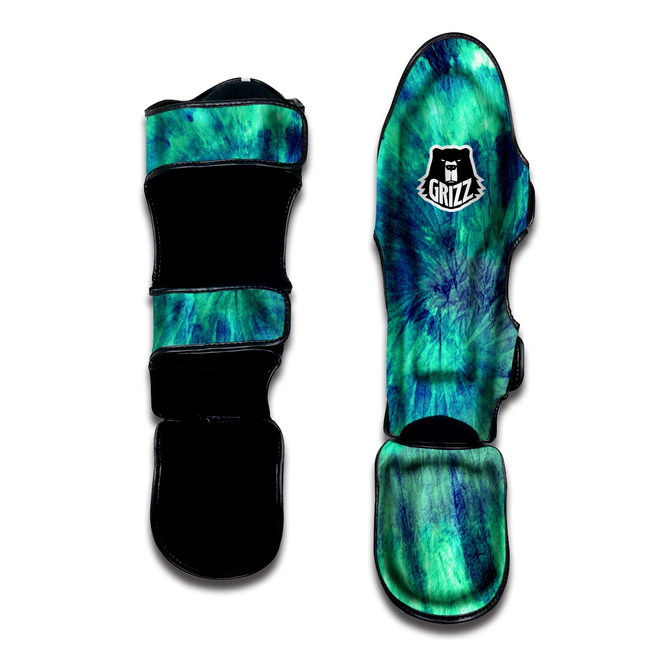 Spiral Green Tie Dye Muay Thai Shin Guard-grizzshop