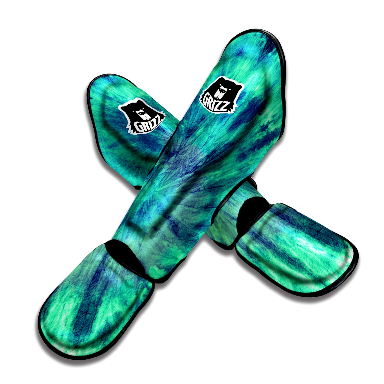 Spiral Green Tie Dye Muay Thai Shin Guard-grizzshop