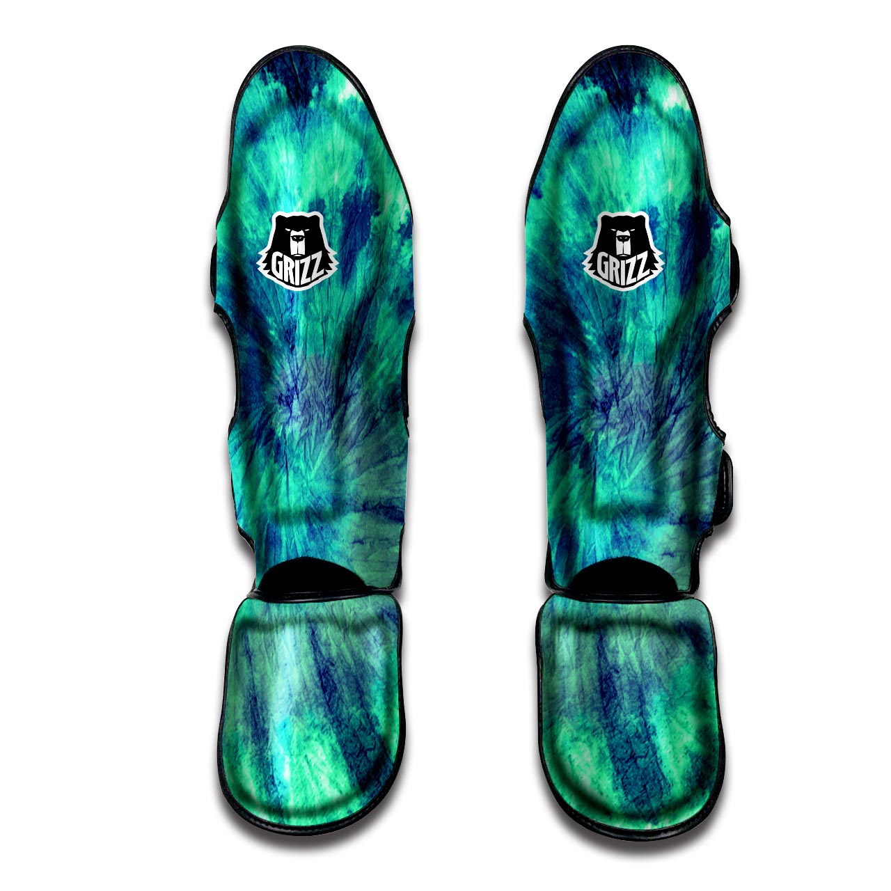 Spiral Green Tie Dye Muay Thai Shin Guard-grizzshop