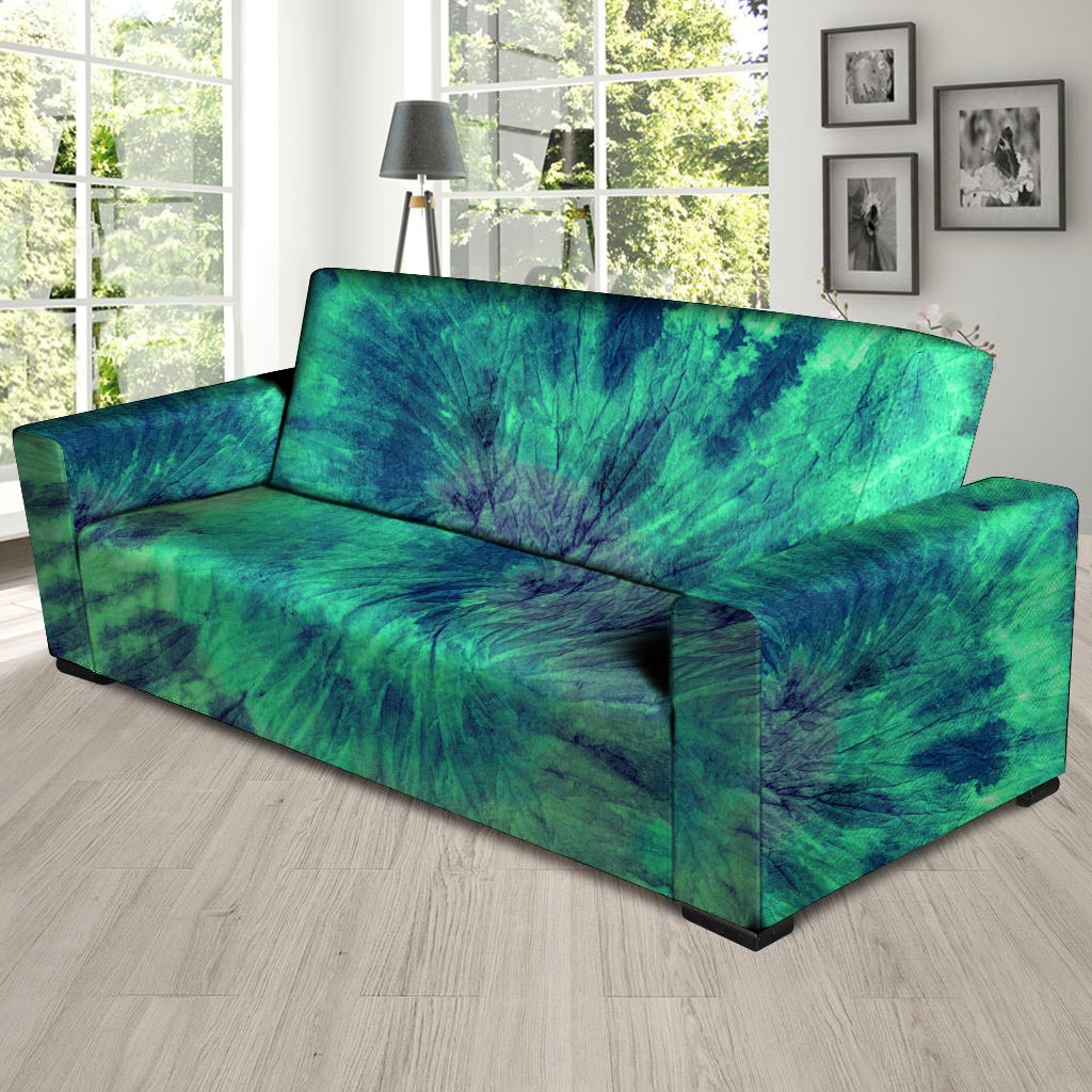 Spiral Green Tie Dye Sofa Cover-grizzshop