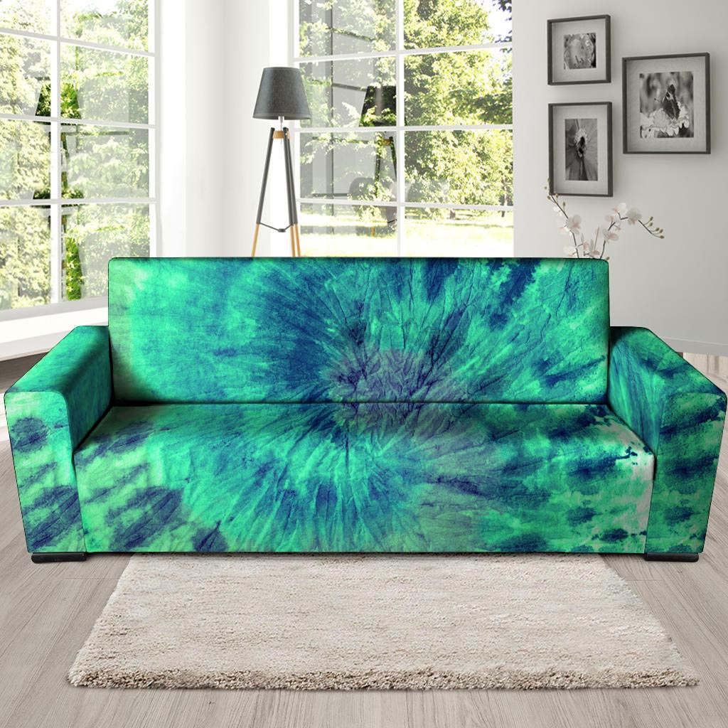 Spiral Green Tie Dye Sofa Cover-grizzshop