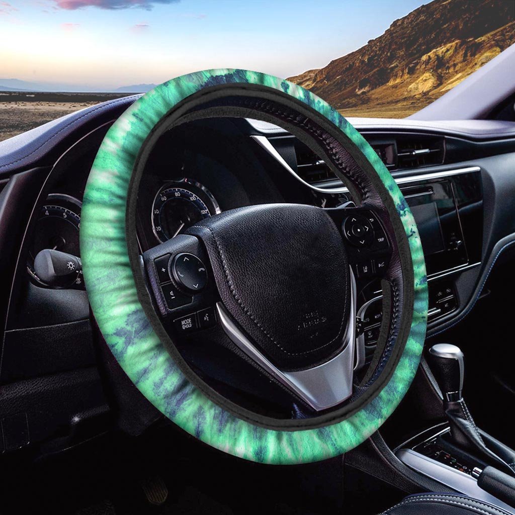 Spiral Green Tie Dye Steering Wheel Cover-grizzshop