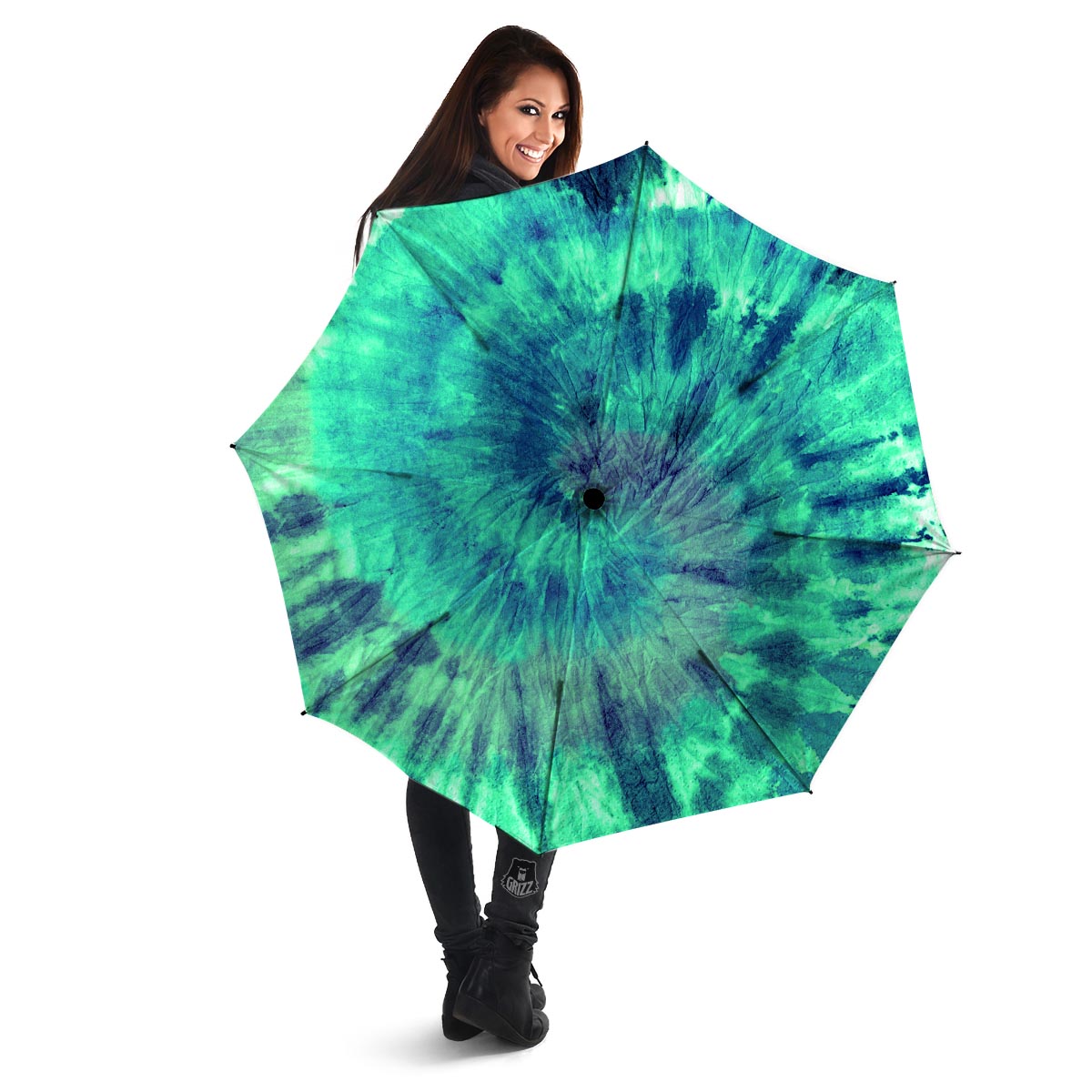 Spiral Green Tie Dye Umbrella-grizzshop