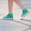 Spiral Green Tie Dye Women's High Top Shoes-grizzshop