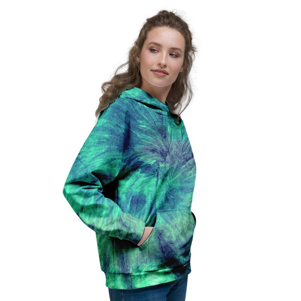 Spiral Green Tie Dye Women's Hoodie-grizzshop