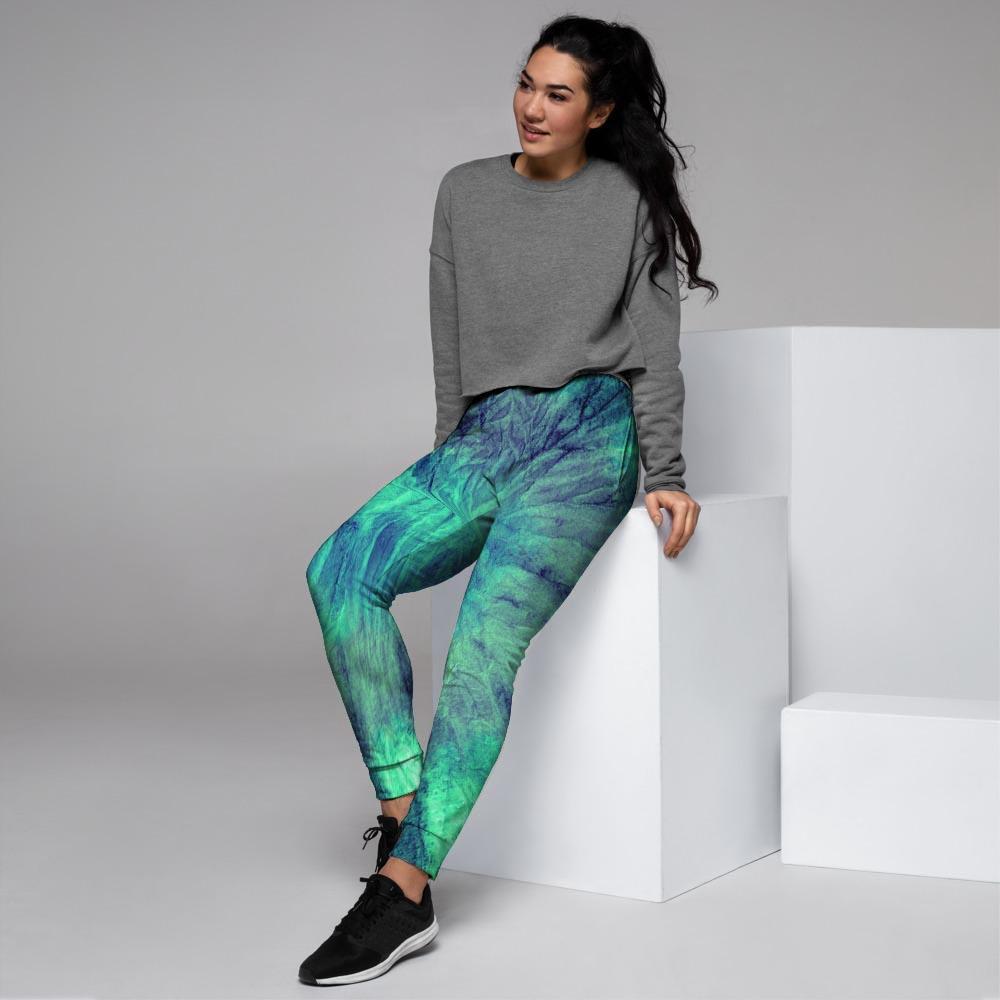 Spiral Green Tie Dye Women's Joggers-grizzshop