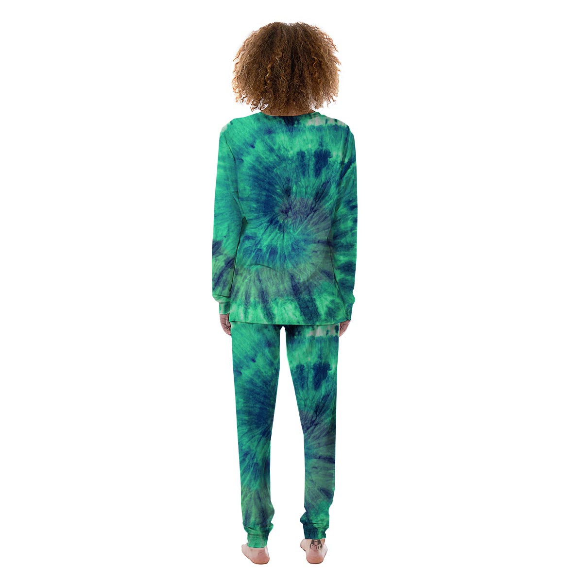 Spiral Green Tie Dye Women's Pajamas-grizzshop