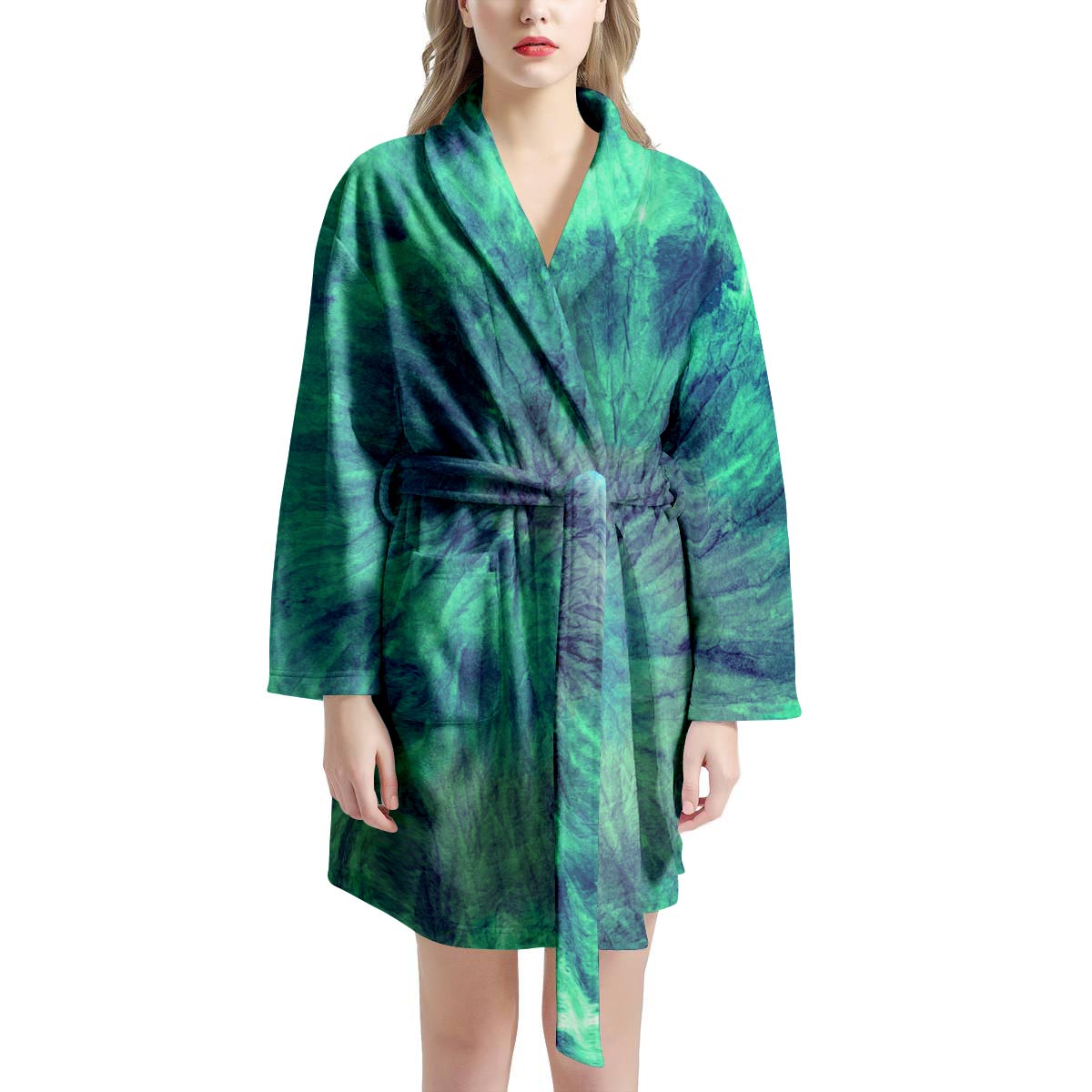 Spiral Green Tie Dye Women's Robe-grizzshop