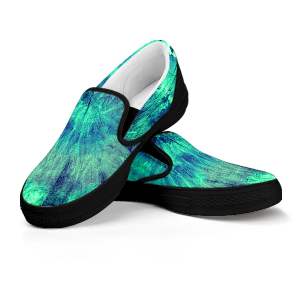 Spiral Green Tie Dye Women's Slip On Sneakers-grizzshop