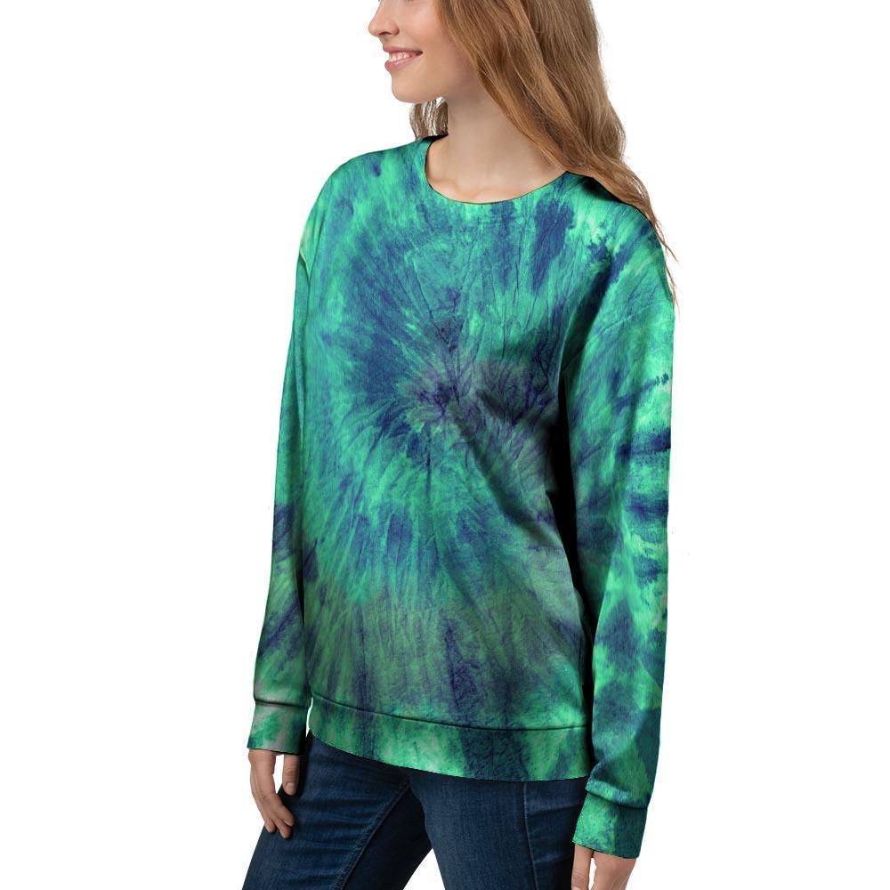 Spiral Green Tie Dye Women's Sweatshirt-grizzshop