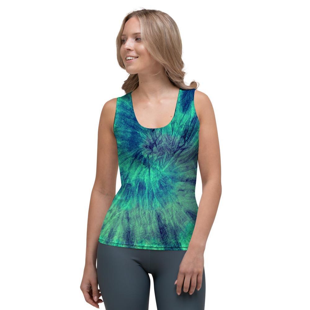 Spiral Green Tie Dye Women's Tank Top-grizzshop