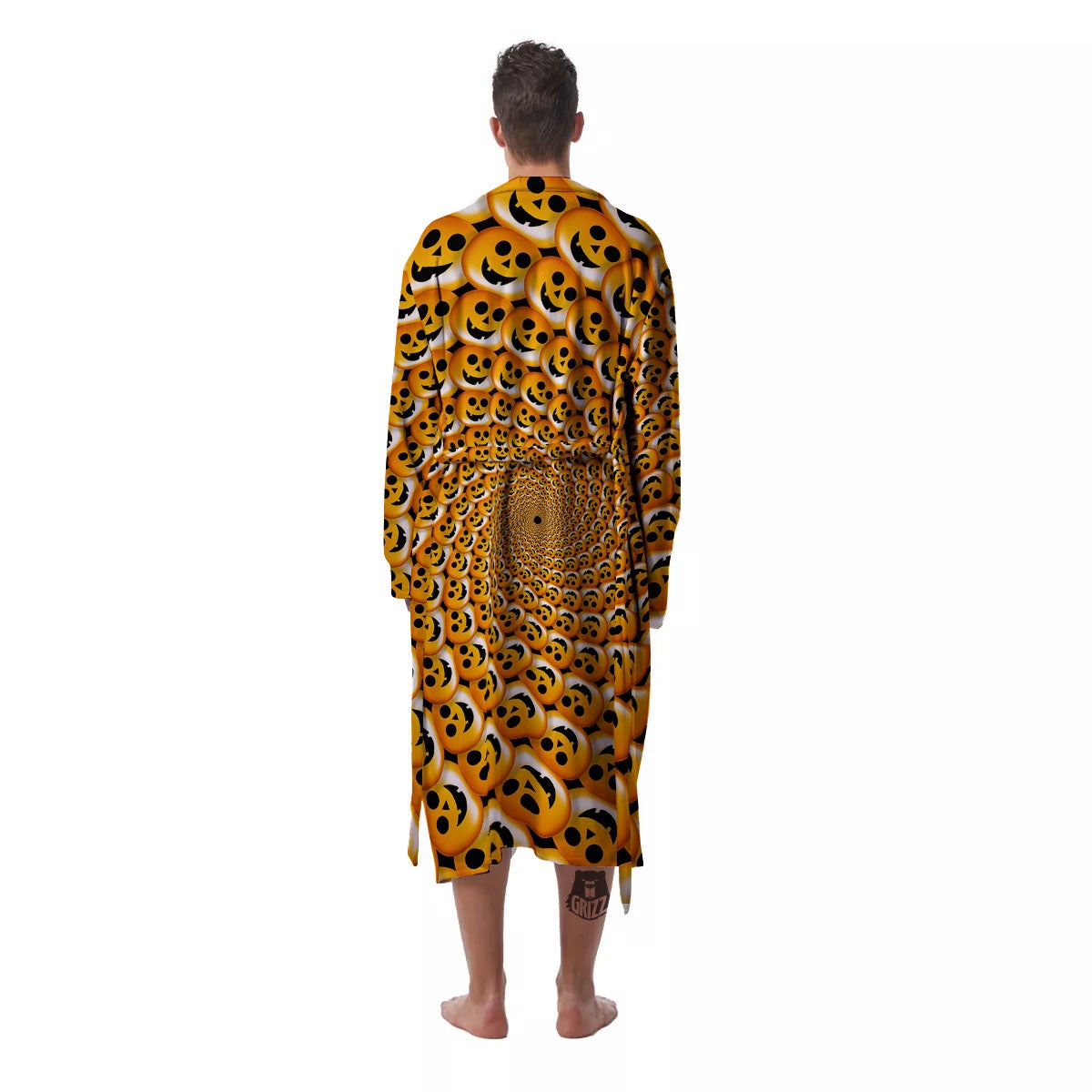 Spiral Halloween Print Men's Robe-grizzshop